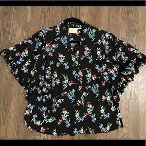 Women’s Maeve by Anthropologie Black & Floral Print Blouse - Size Medium